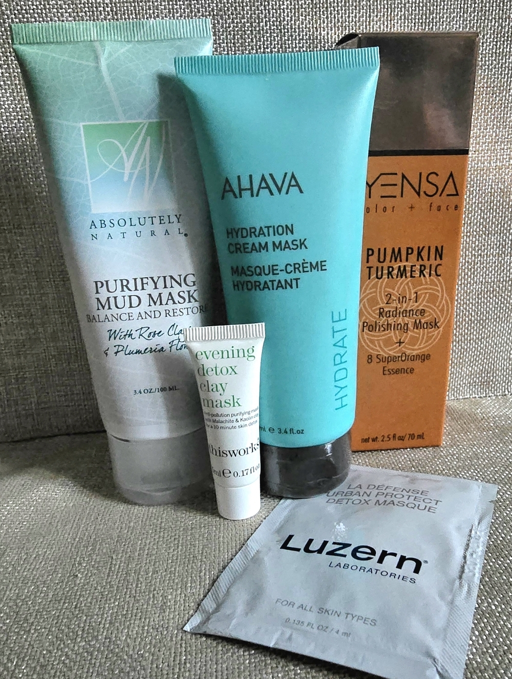 NIB Bundle of Face Masks: Ahava, Yensa, ThisWorks, Luzern, Absolutely Natural